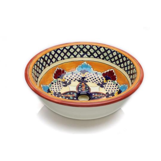 narancssarga keramia mosdotal kezzel festett mintas vitagos mexikoi szines furdoszoba pultra ultetheto rusztikus mediterran vintage szines bohem nepies furdopult mosdotal mosdopult felujitas porcelan lameridiana mosdotalak.jpg